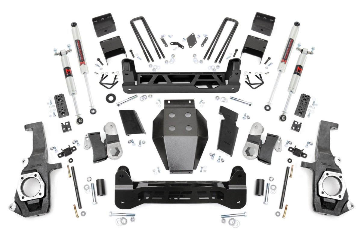 Chevrolet Silverado 3500 HD Suspension Lift Kit - Rough Country - 7.5 Inch N3, Non-Torsion Drop Design, Heavy Duty - Hammer Black - '11-'19